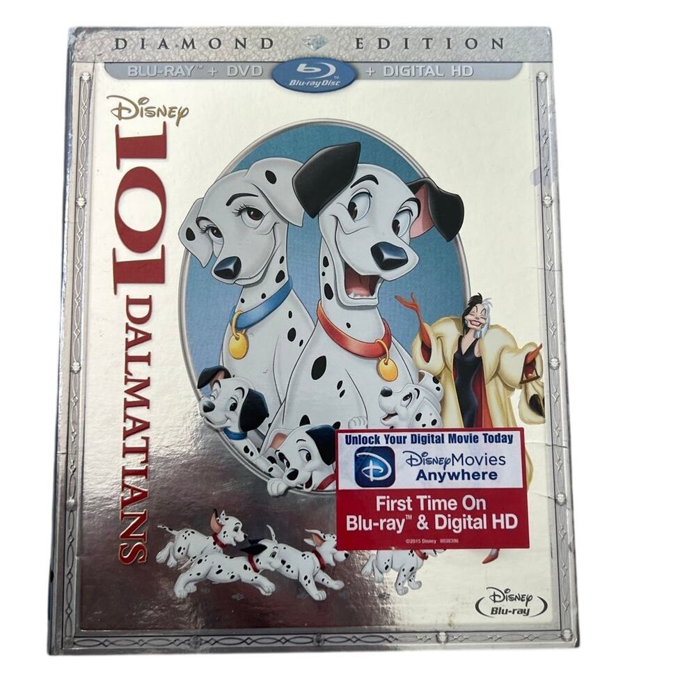 101 Dalmatians (Blu-Ray, DVD 2015) 2 Disc Daimond Edition w/ Slipcover 1961